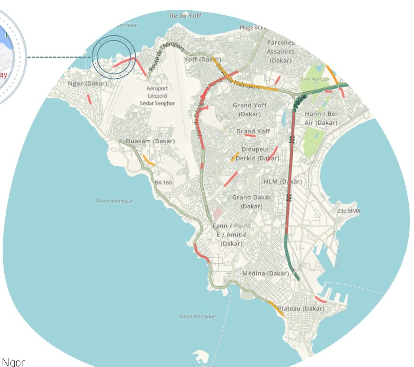 Marina Bay Dakar location map, Corniche Nord, Ngor Almadies